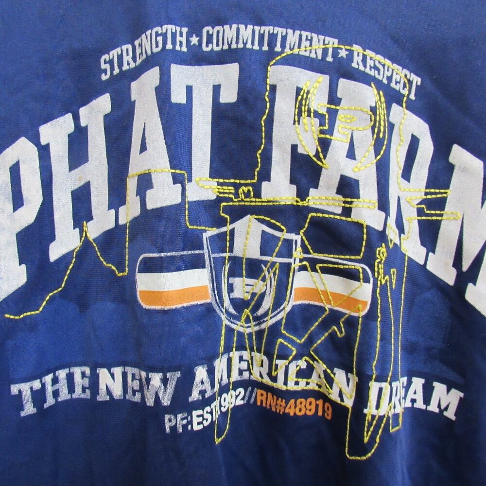 Phat Farm Blue Full Zip Large Graphic Track Jacket 2XL Y2K Hip‎ Hop